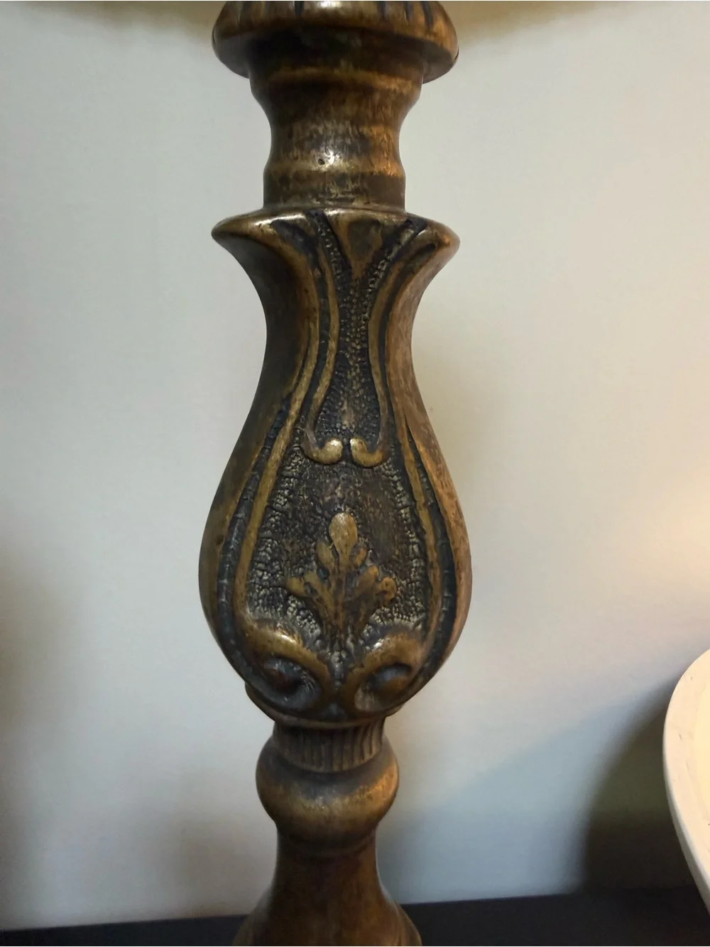 Antique Baroque Brass Alter Candle Holders - Set of 3